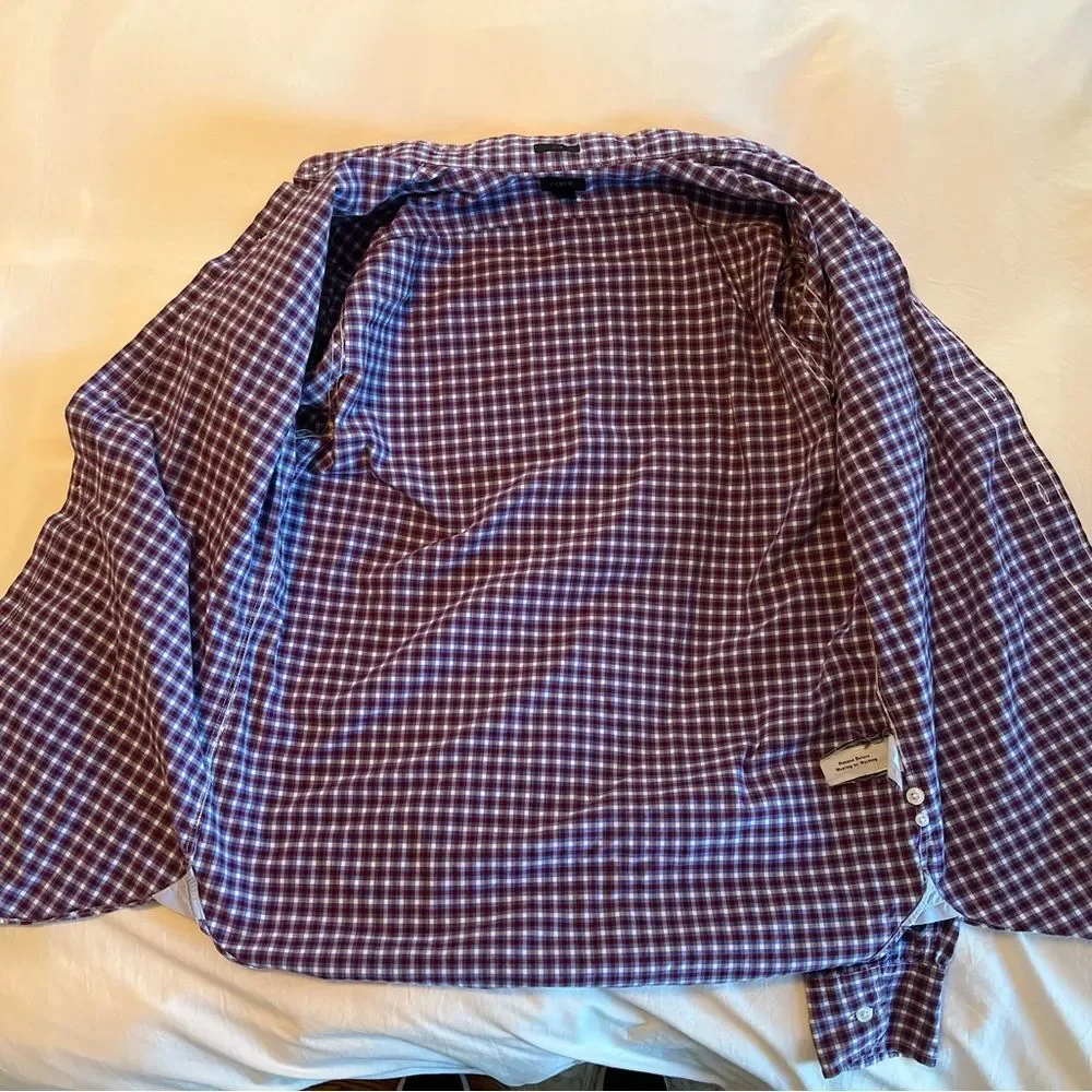 J. Crew Slim Fit Oxford 100% Cotton Dress Shirt Plaid Men’s Small Preppy